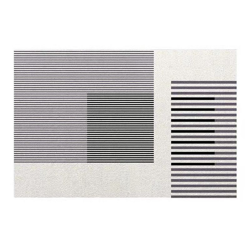Black Striped Rug Polyester Simple Rug Washable Area Rug for Living Room