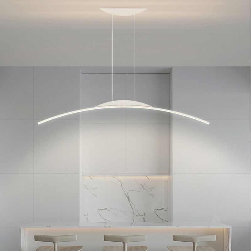 Linear Shape Metal Island Chandelier Modern Style 1-Light Island Ceiling Light