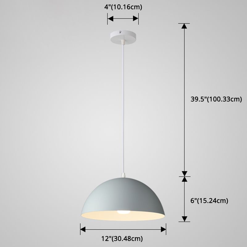 8 Color Optional Half Globe Pendant Lamp Macaron Simple Colorful Metal Hanging Light for Kitchen Dining Room