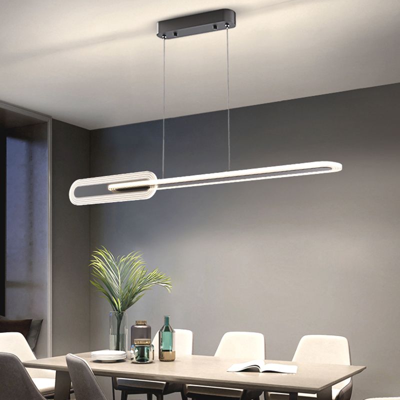 Linear LED Island Light Modern Style Metal Hanging Light for Dining Room
