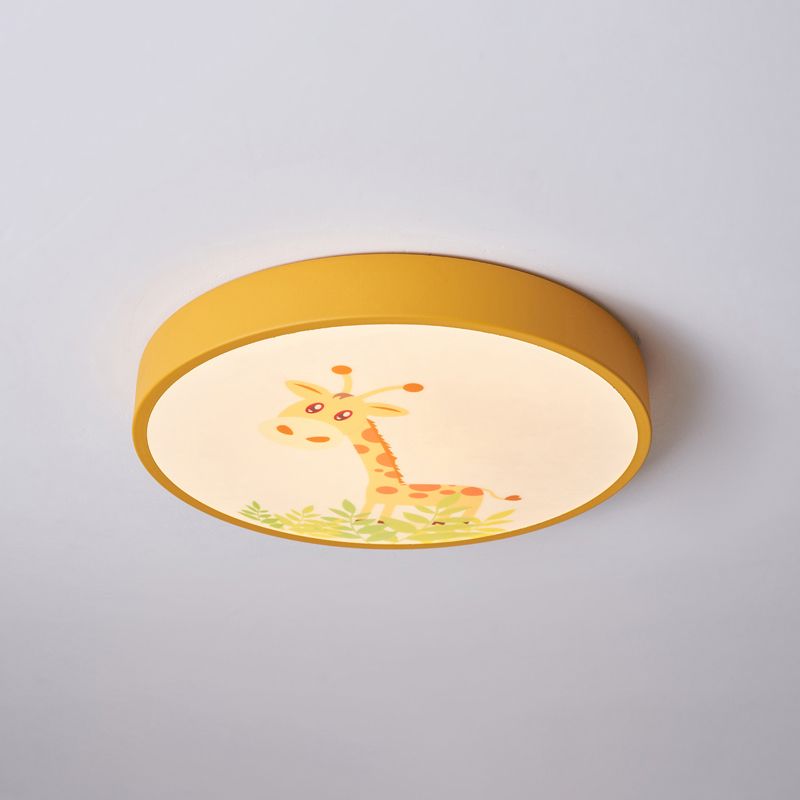 Plafonnier de forme ronde moderne macaron fer 1 lumière encastré pour étude