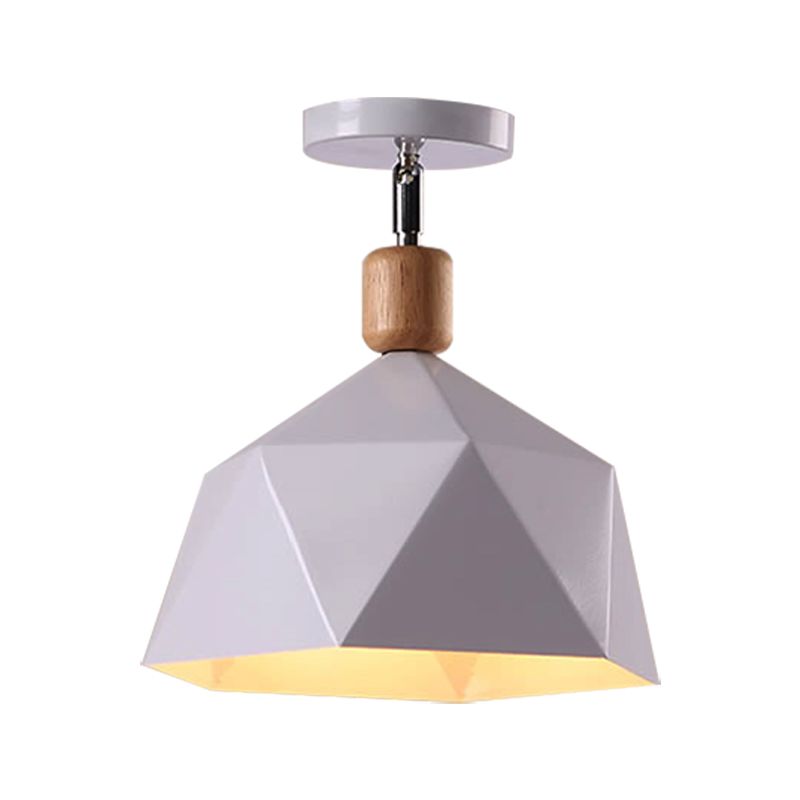 Lámpara de techo de 1 luz Macaron con forma de diamante de Metal gris/Blanco/verde para pasillo