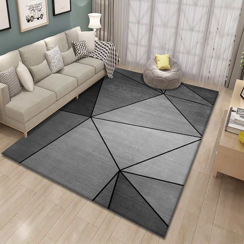 Black Minimalist Rug Blending Graphic Rug Washable Indoor Rug for Drawing Room