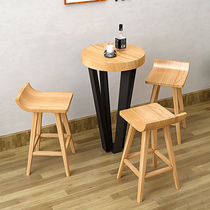 Modern Armless Backrest Counter Stool Wood Cafe Bar Stool with Seat and Pedal