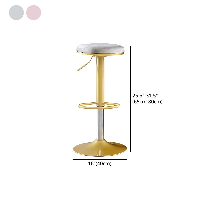 Glam Matte Finish Velvet Counter Stool Adjustable Height Footrest Barstool