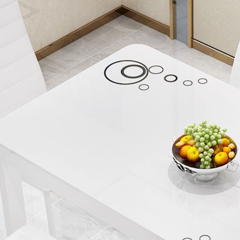 Glass Top Dining Table Modern Rectangle Dining Table with 4 Legs