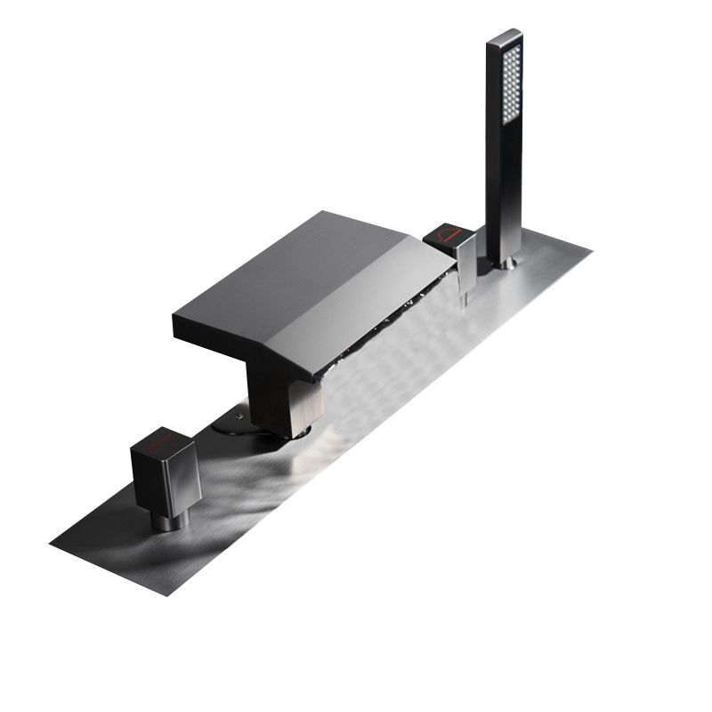 Modern Bath Faucet Trim Brass with Handheld Shower Deck-Mount Roman Bathtub Faucet