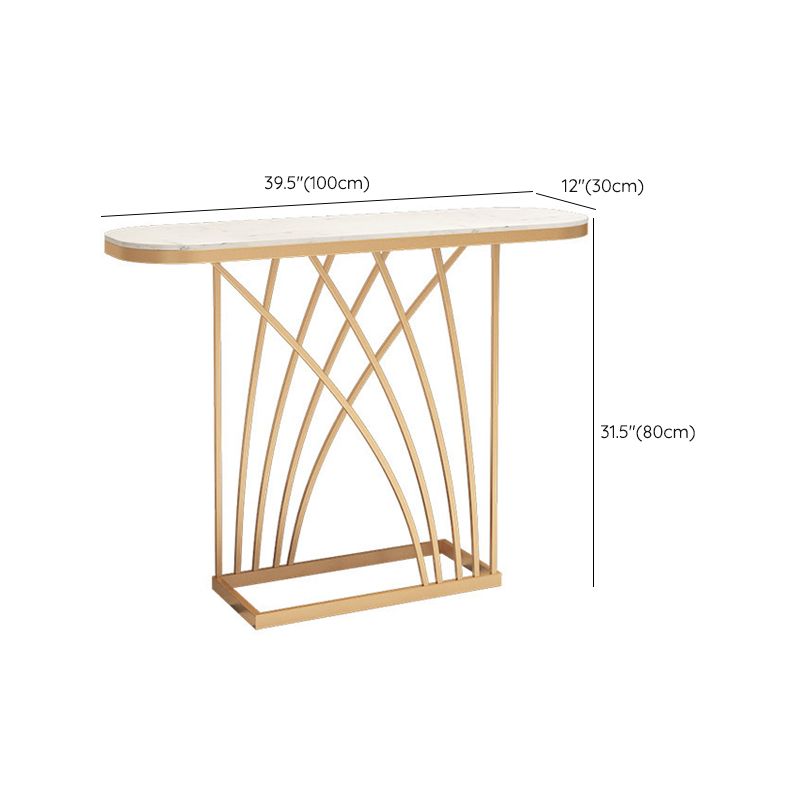Glam Marble Console Sofa Table Gold Frame Accent Table for Hall