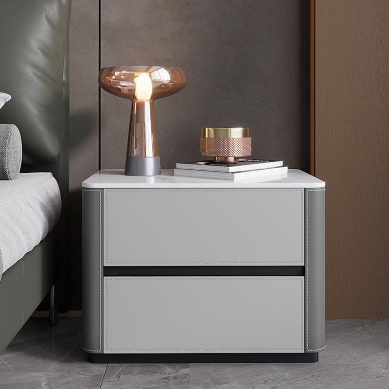Contemporary Stone Chest Bedroom Vertical Storage Chest in Gray with Drawers
