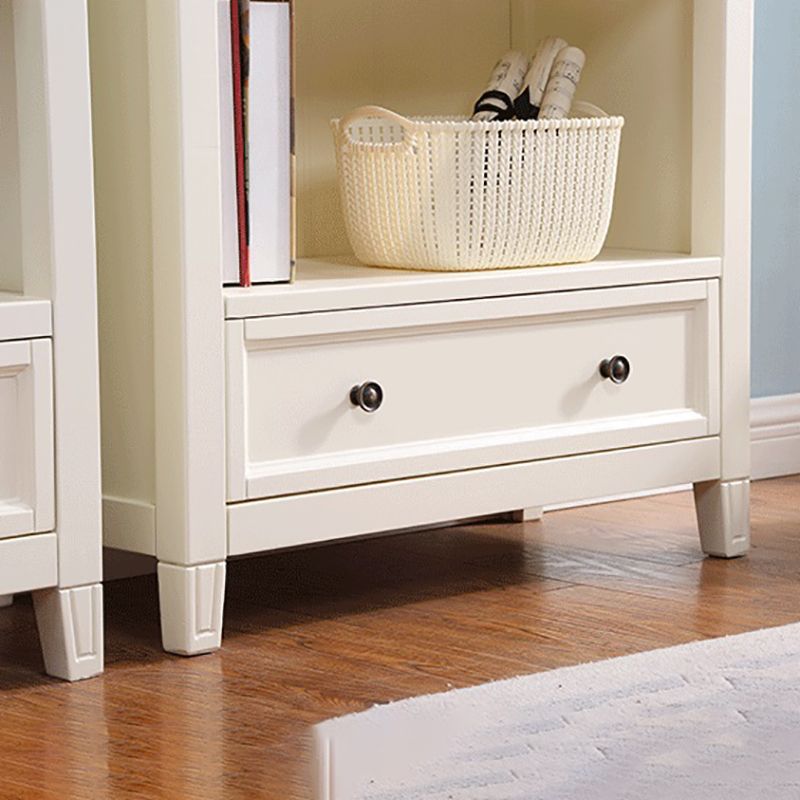 Modern Style Closed Back Bookcase Standard Wooden Bookshelf in White