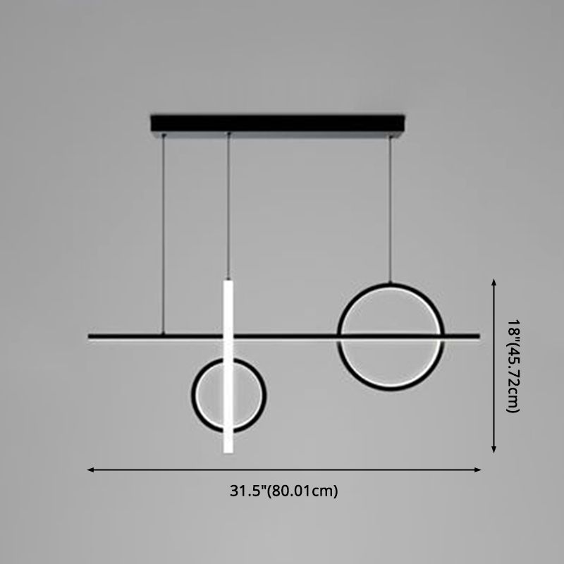 LED Parlour Pendant Lighting Fixture Contemporary Ceiling Suspension Lamp with Lines Acrylic Shade