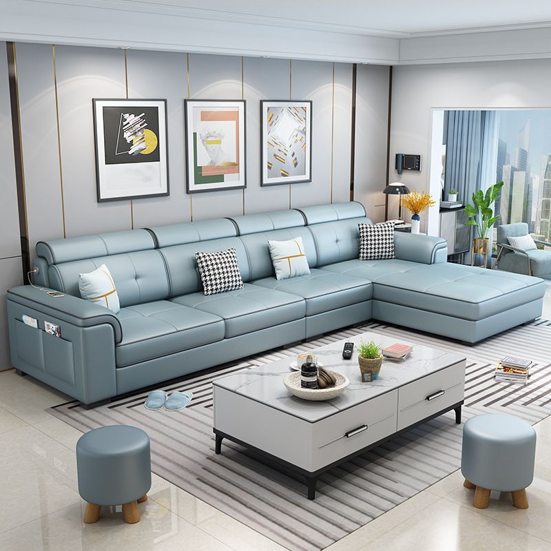 L-shape Sofa Faux Leather/Linen Sectionals with Reversible Chaise and Storage