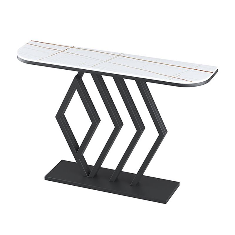 11" Wide Stone Contemporary Console Table Half Moon Console Sofa Table