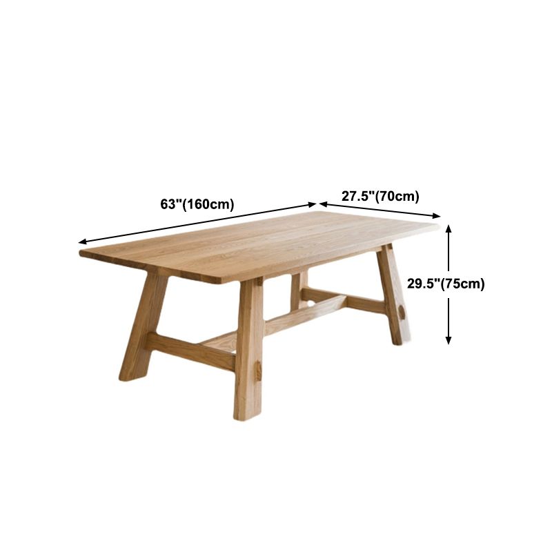 Modern Pine Wood Table for Restaurant Rectangle Kitchen Table with Trestle Base