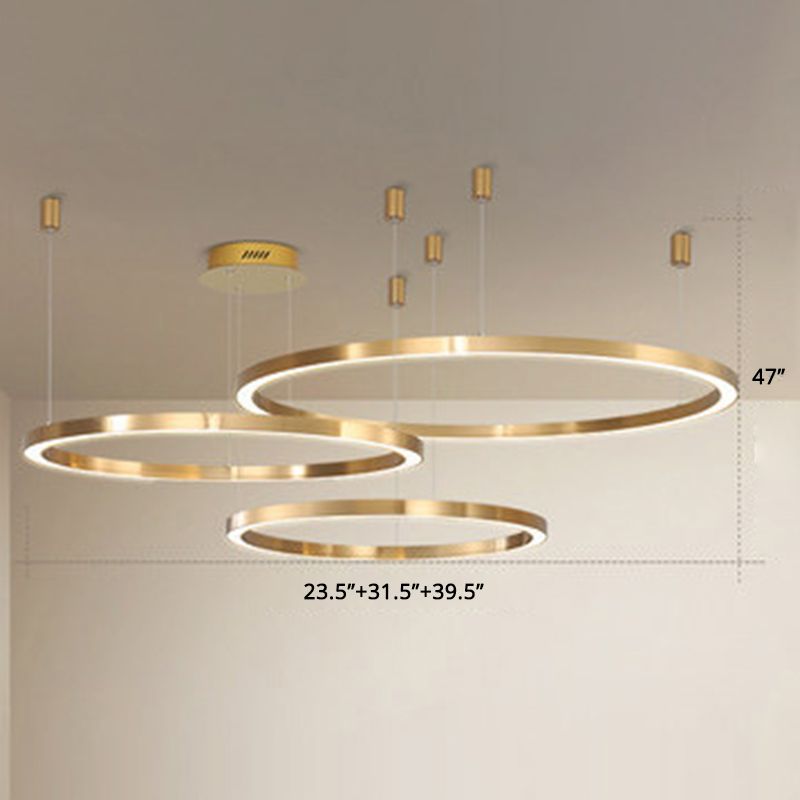 Acrylic Tiered Ring LED Ceiling Lighting Modern Style Gold Chandelier Light Fixture for Living Room