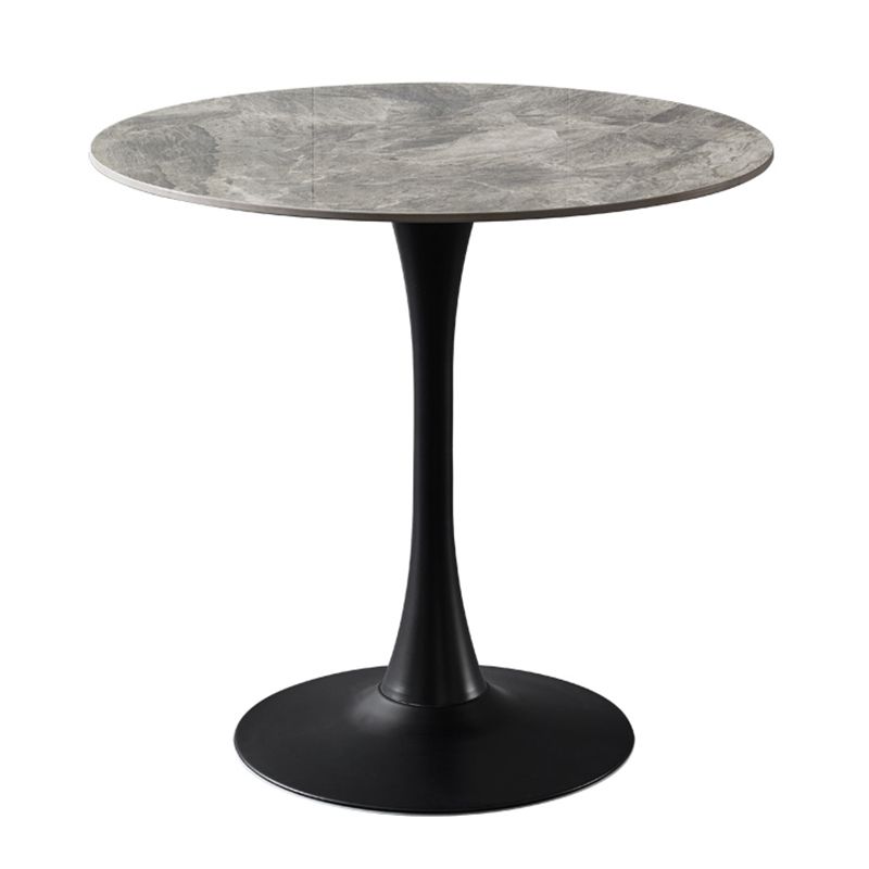 Contemporary Stone Round Top Restaurant Table Metal Base Dining Table