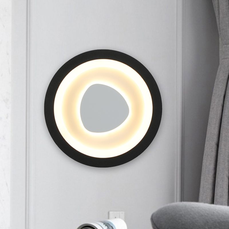 Simple Circle and Triangle Wall Light Fixture Metal LED Corner Sconce in Black with Acrylic Shade