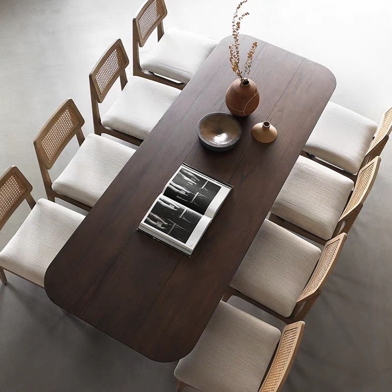 Mesa rectangular contemporánea de madera maciza mesa de madera marrón con 4 patas