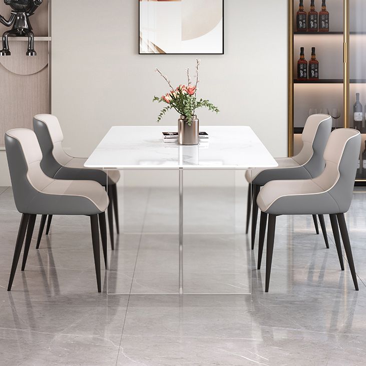 Designer Style 1/3/4/5 Pieces Dining Set Sintered Stone Dining Table with Leather Chairs