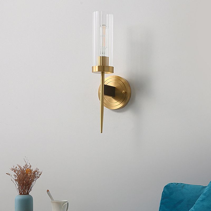 American Style Vanity Light Cylinder Shape Vanity Lamp with Glass Shade for Shower Room