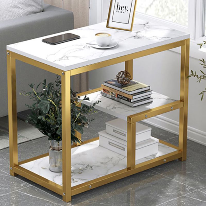 Industrial Rectangular Accent Side Table Metal Side End Snack Table