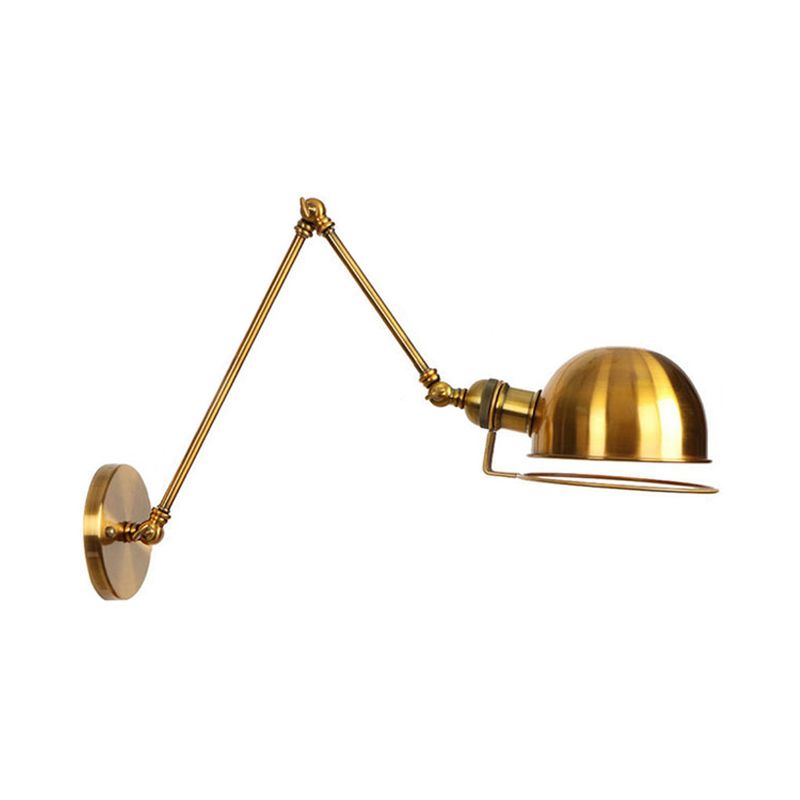 1 Light Swing Arm Wall Lighting Vintage Style Brass/Copper Metallic Wall Mount Light with Bowl Shade