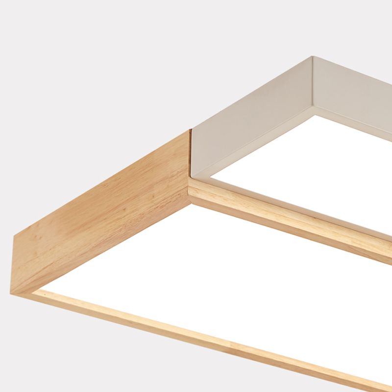 2 Lights Wooden Ceiling Mounted Light Contemporary Ceiling Light with Acrylic Shade