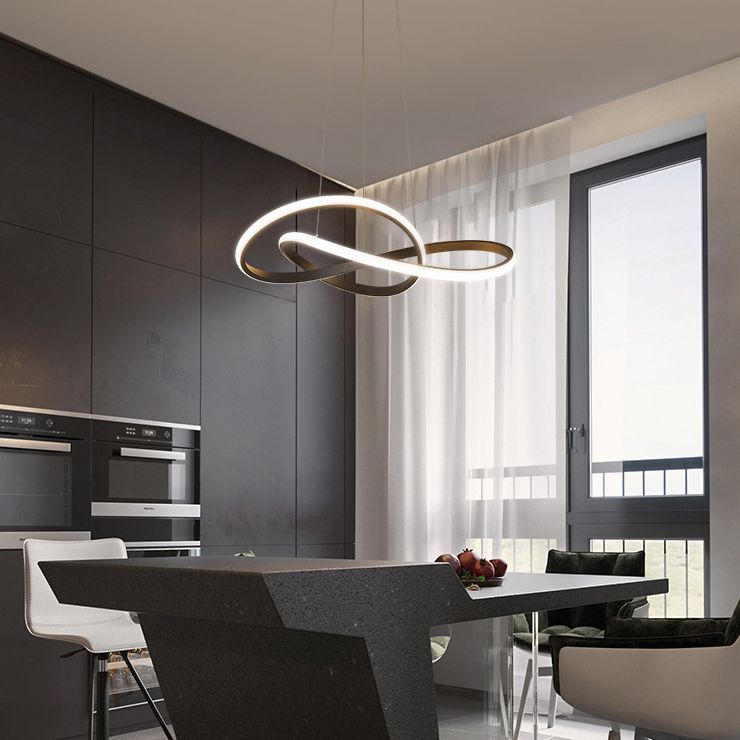Modern Simplicity Seamless Curves Chandelier Lamp Aluminum Hanging Pendant Lights for Restaurant