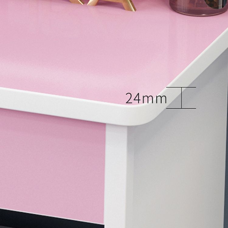 4 Drawers 31.5" Wide Vanity Set Nordic Wood Dressing Table with Stool and Mirror