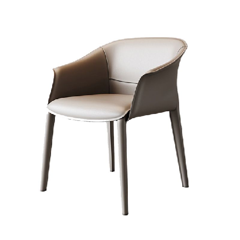 Modern Upholstered Guest Chair Faux Leather Dining Arm Chair