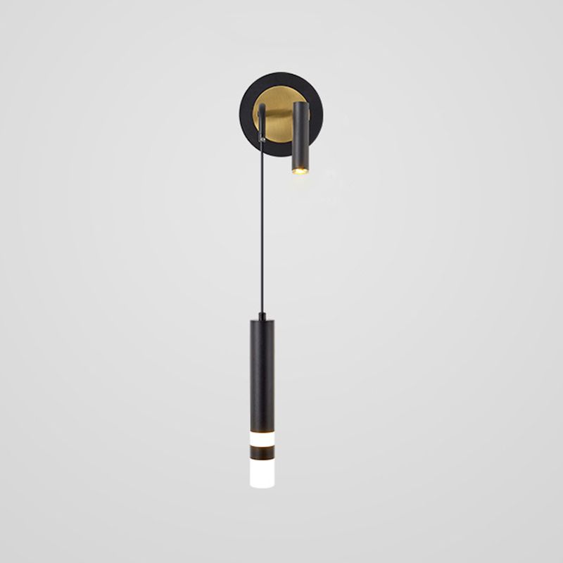 Röhrchenförmige LED -Wandlampe Postmoderne Metall -Nacht -Lesen Wandleuchte mit einstellbarem Kabel