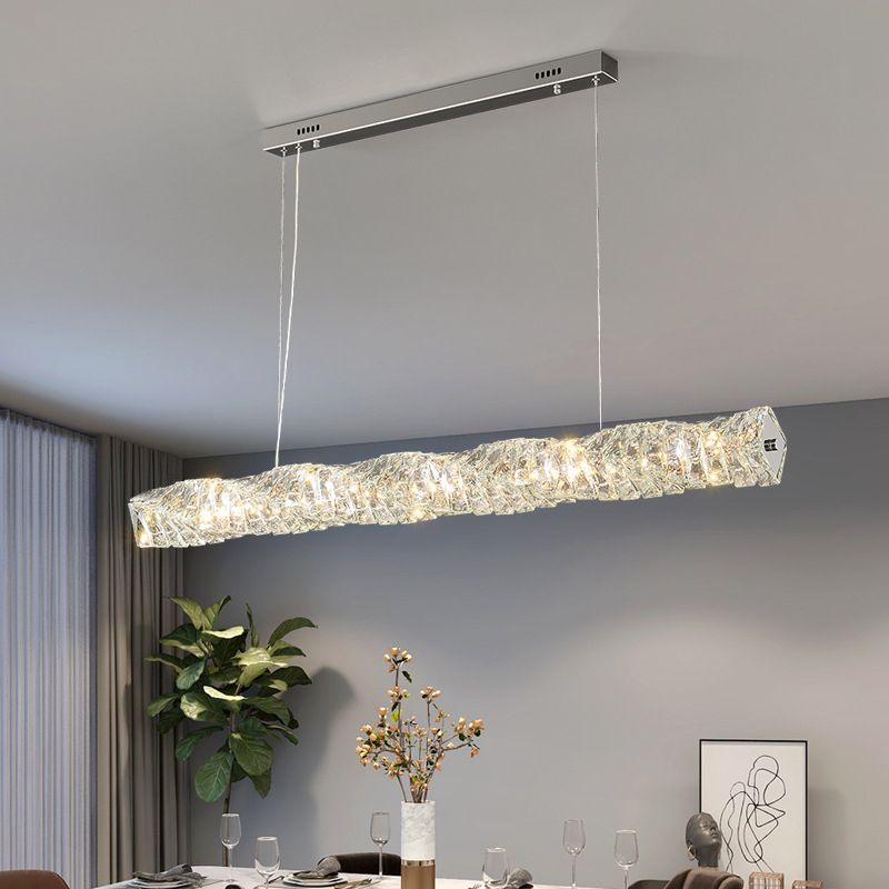 Single Modernism Chrome/Golden Ceiling Light LED Crystal Kitchen Island Lighting for Foyer