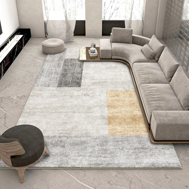 Casual Beige Rug Polyester Line Indoor Rug Stain Resistant Rug for Home Decor