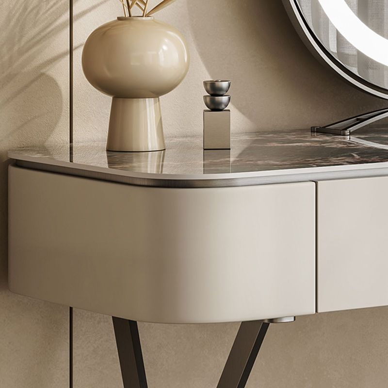 Slate Top Vanity Makeup Table Set Contemporary 1 Drawer Dressing Table