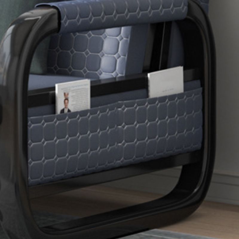 Modern Sofa Bed in Blue Faux Leather Futon And Mattress with Storage