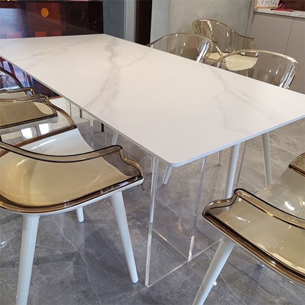 Mesa de comedor rectangular acrílica Mesa de piedra sinterizada para comedor y cocina