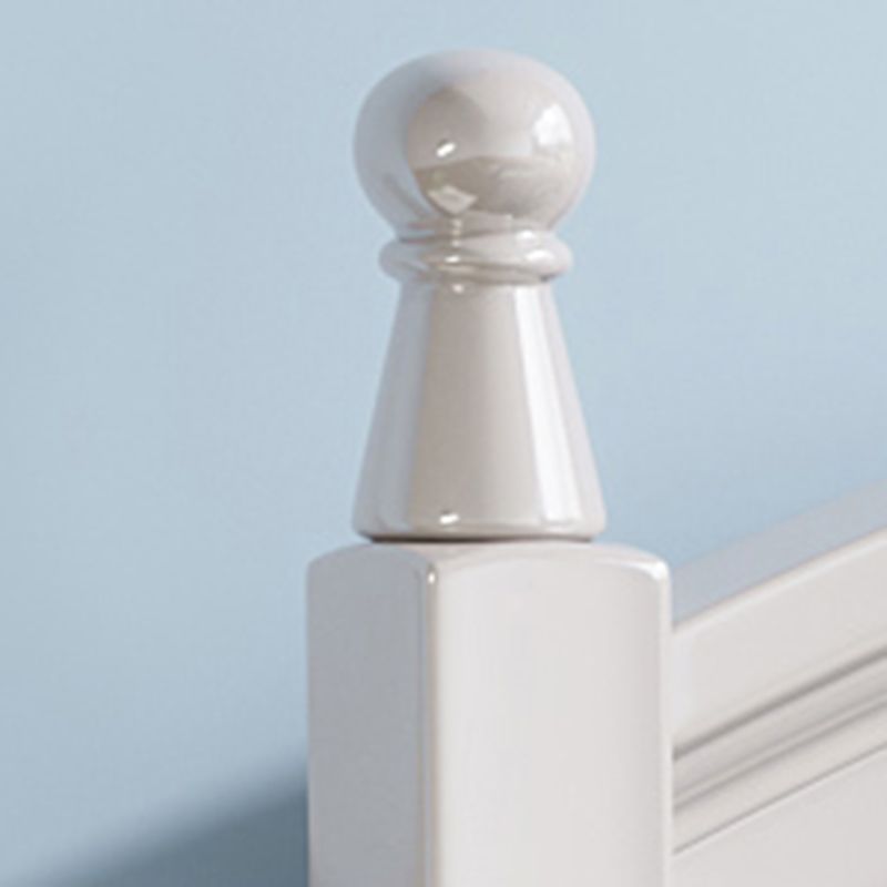 Contemporary White Wood Arched Standard Bed, Panel Headboard Bed