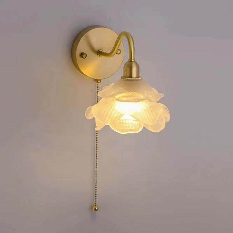 Flower Wall Lighting Modern Glass 1 Light Rustic Wall Sconces in Gold