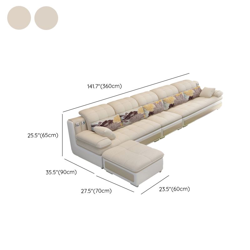 Scandinavian Pillow Top Arm Sectionals Sofa, Faux leather Chesterfield Sectionals