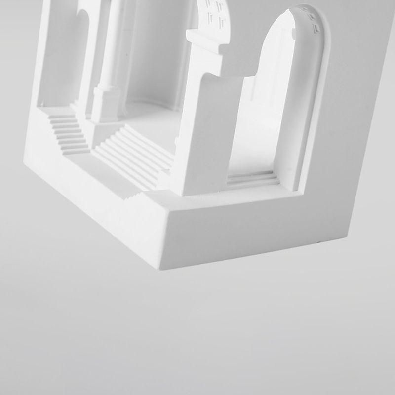 Geometric Wall Light Fixture Modern Stone 1 Light Wall Sconce in White