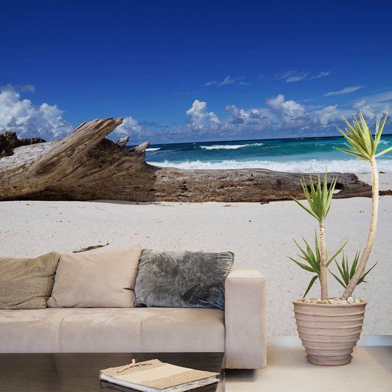 Blue and White Sea Mural for Living Room Bedroom Decoration, Made to Measure