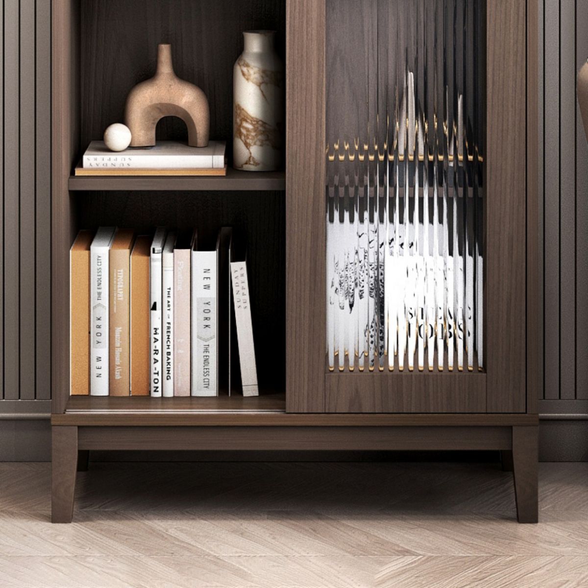 Glam Antique Finish Shelf Bookcase Standard Book Shelf with Shelves