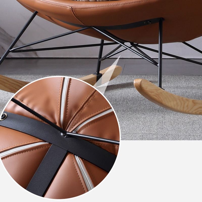 Style Single Rocker Chair Modern Iron Base Lazy Chair for Balcony and Bedroom