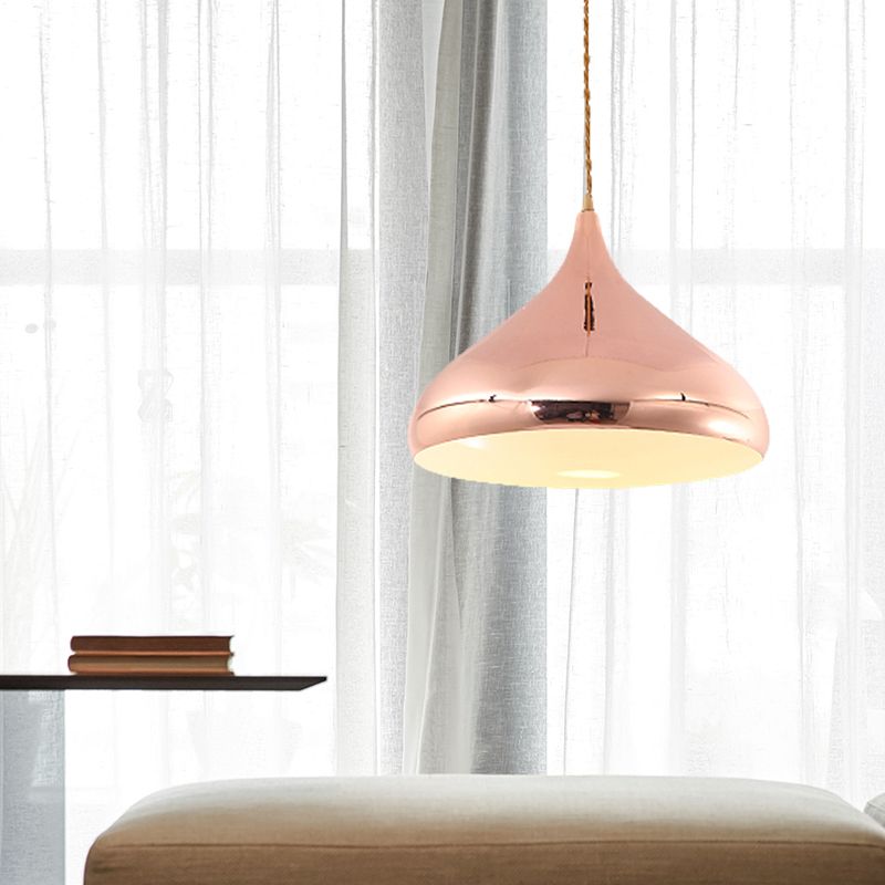 Dormitorio en forma de cebolla colgante de metal claro una lámpara colgante contemporánea ligera en oro rosa