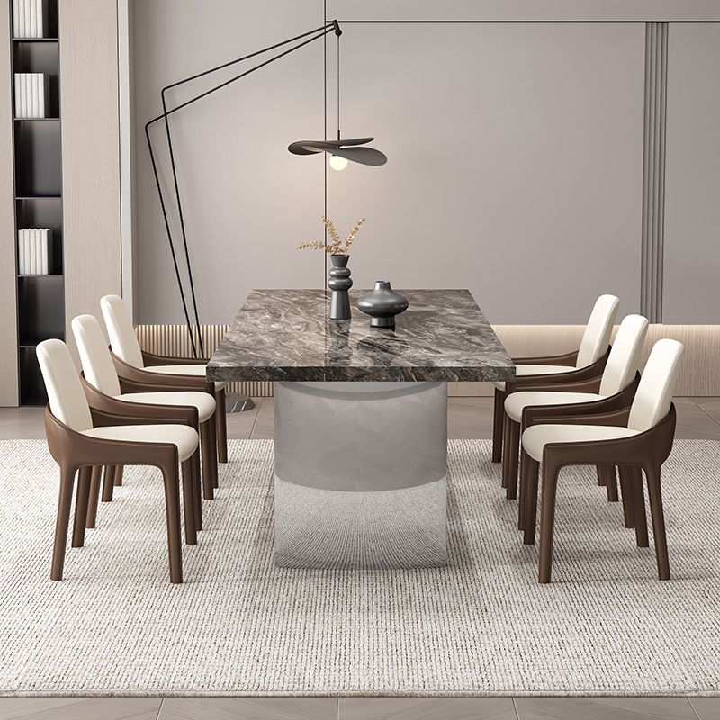 Glossy Brown Dining Table Set 1/4/5/7 Pcs Dinette Set with Faux Leather Chairs