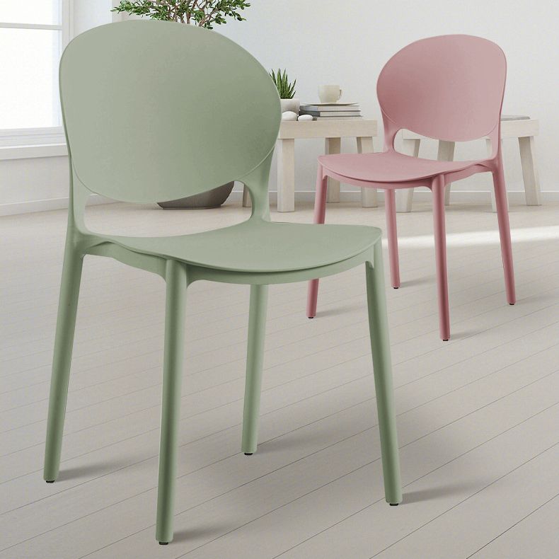 Contemporary Style Dining Chairs Armless Dining Chairs with Plastic Legs for Kitchen