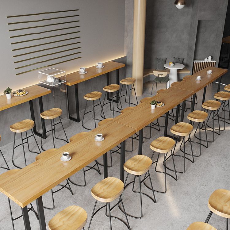 Rectangle Solid Wood Sled Base Bar Table for Kitchen Dining Room