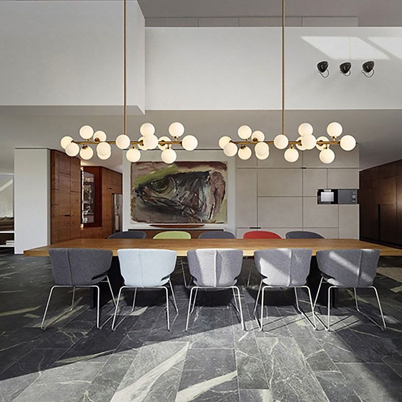 Modern Dining Chandelier Light Round Glass Shade Ceiling Hanging Light