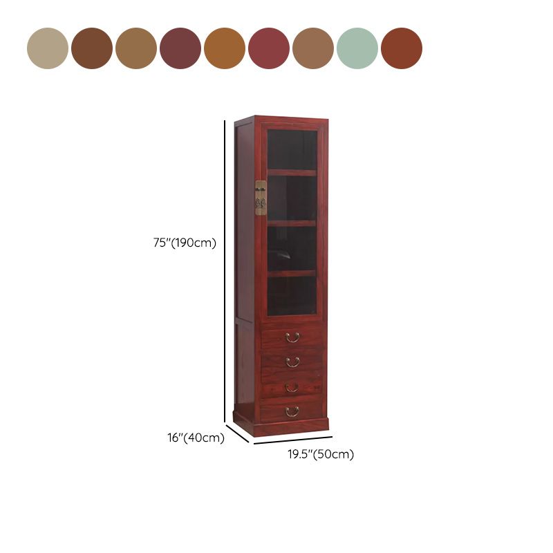 74.8" Tall 4 -drawer Accent Cabinet Solid Wood Glass Paned Chest