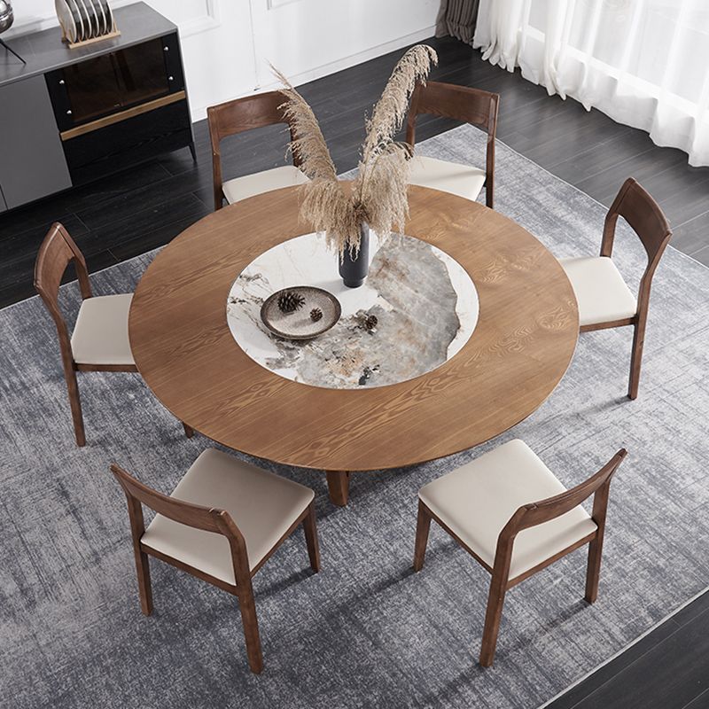 Modern Dining Set 1/4/5/7 Pcs Round Solid Wood Dining Table and Armless Chairs
